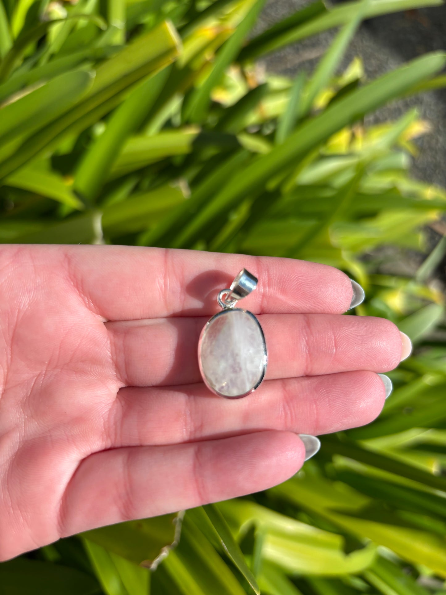 Rainbow Moonstone | Rose Cut Sterling Silver Pendant A