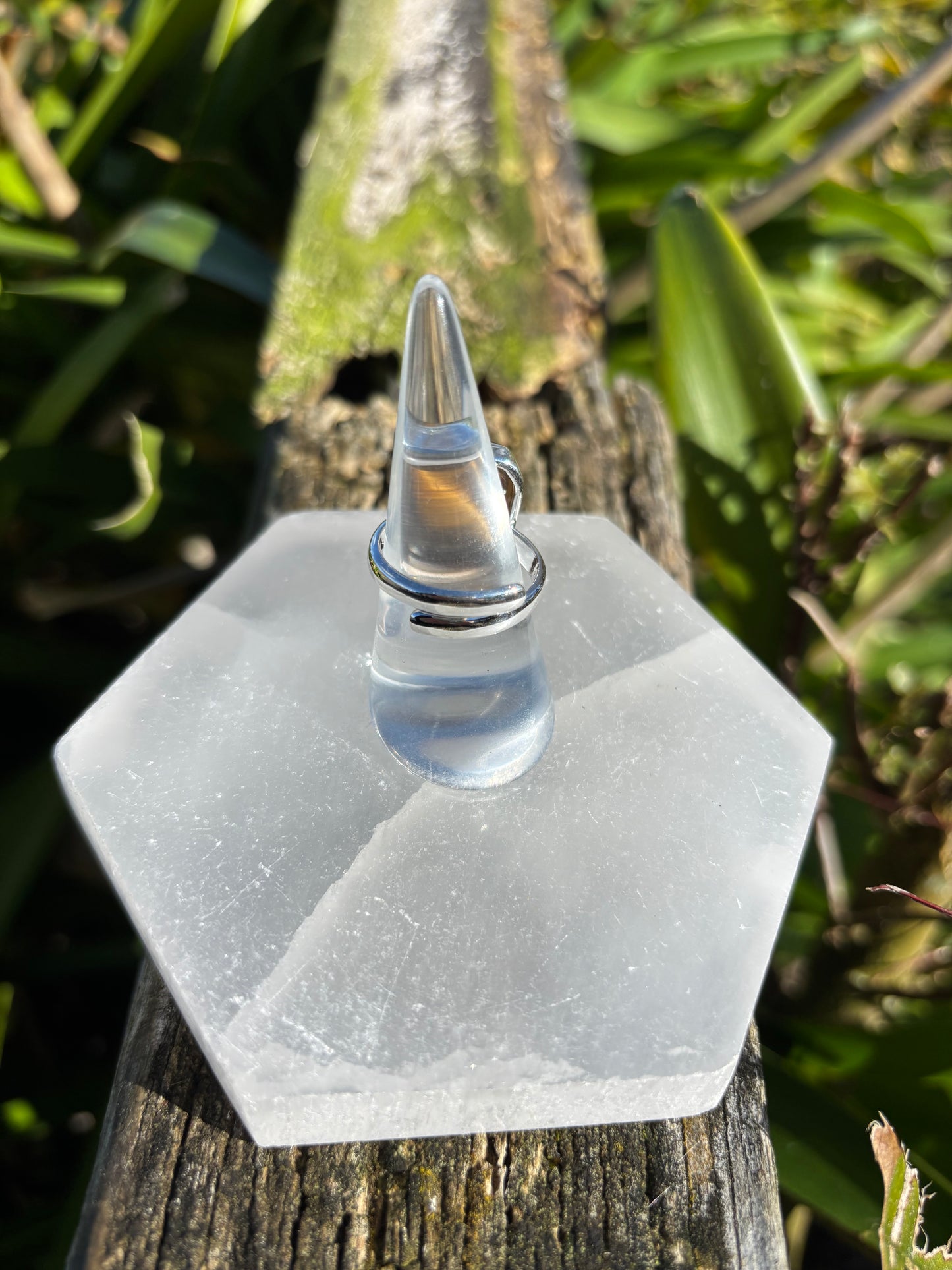 Tigers Eyes | Polished Cut Sterling Silver Adjustable Ring A