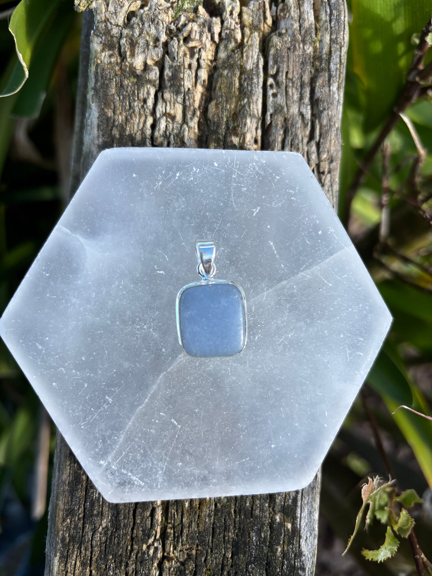 Angelite | Polished Sterling Silver Pendant C
