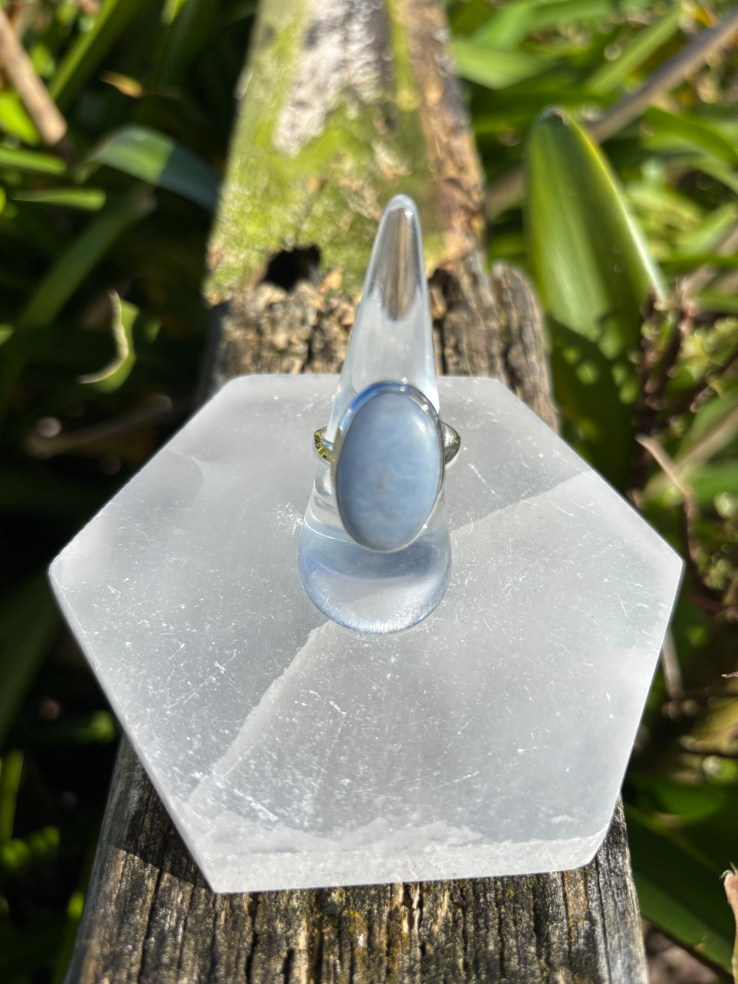 Angelite | Polished Sterling Silver Adjustable Ring B