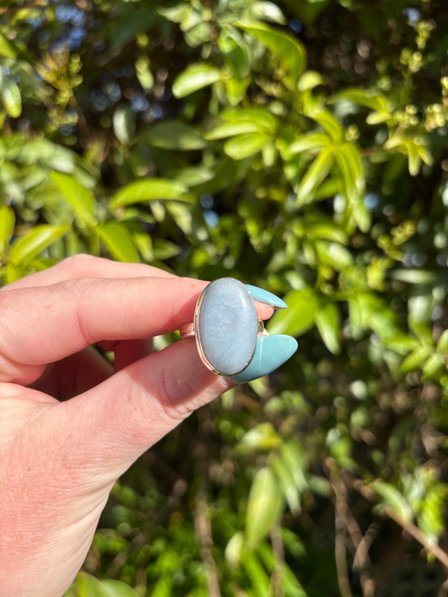 Angelite | Polished Sterling Silver Adjustable Ring B