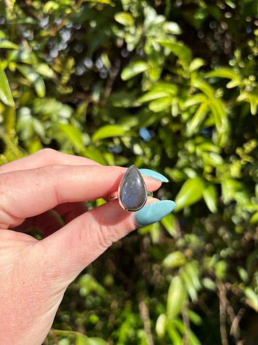 Labradorite | Polished Sterling Silver Adjustable Ring B