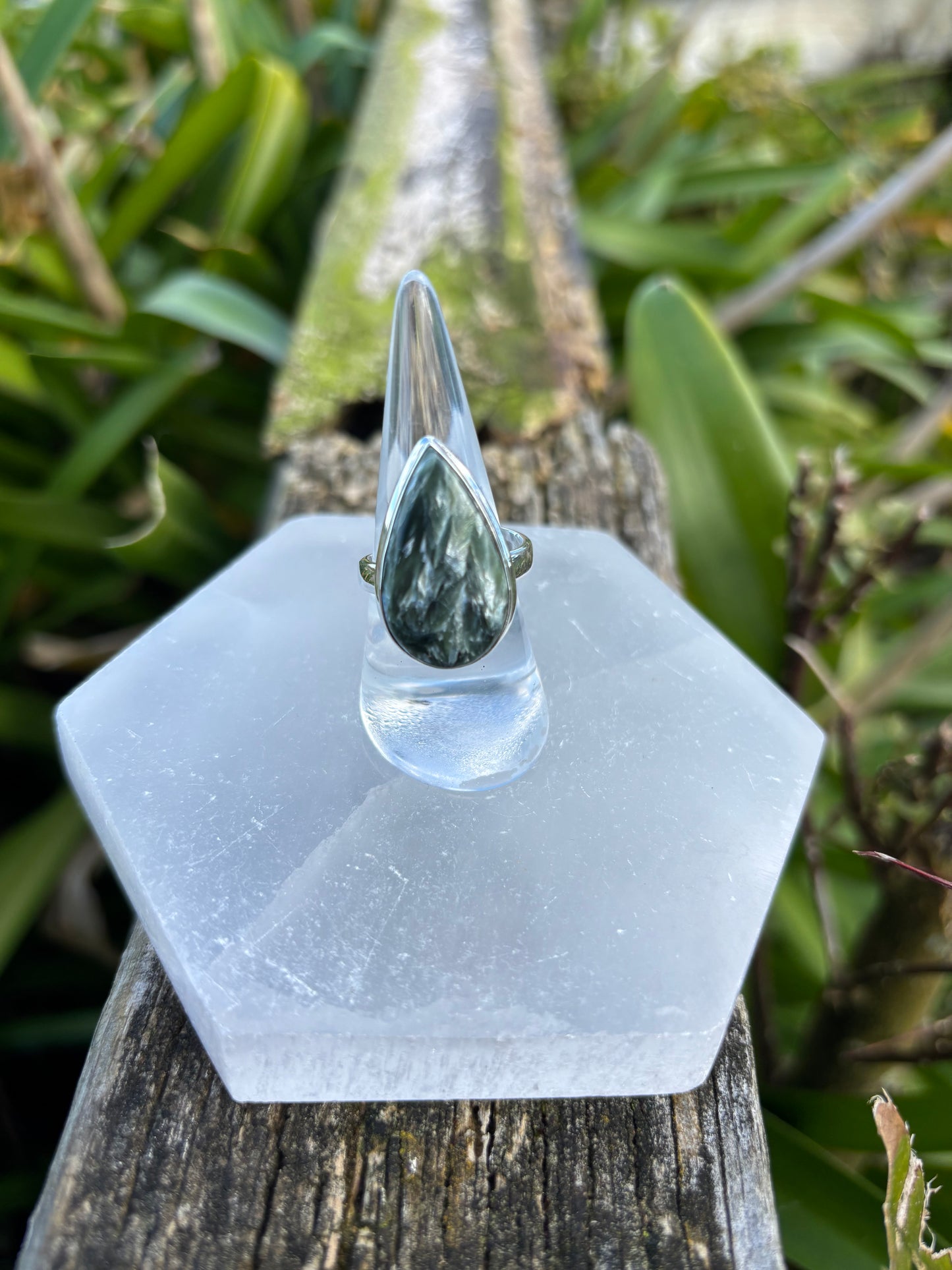 Seraphinite | Polished Sterling Silver Adjustable Ring A