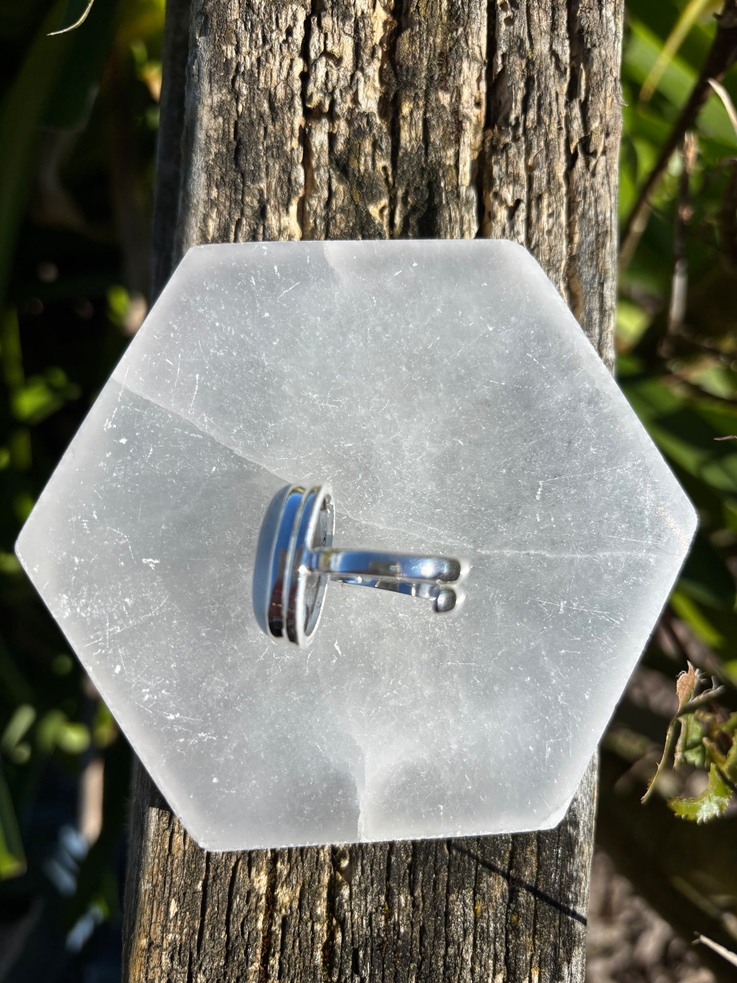 Angelite | Polished Sterling Silver Adjustable Ring B