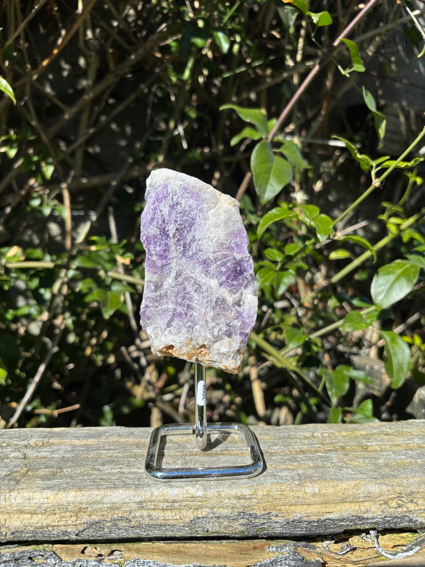 Chevron Amethyst Rough On Metal Stand