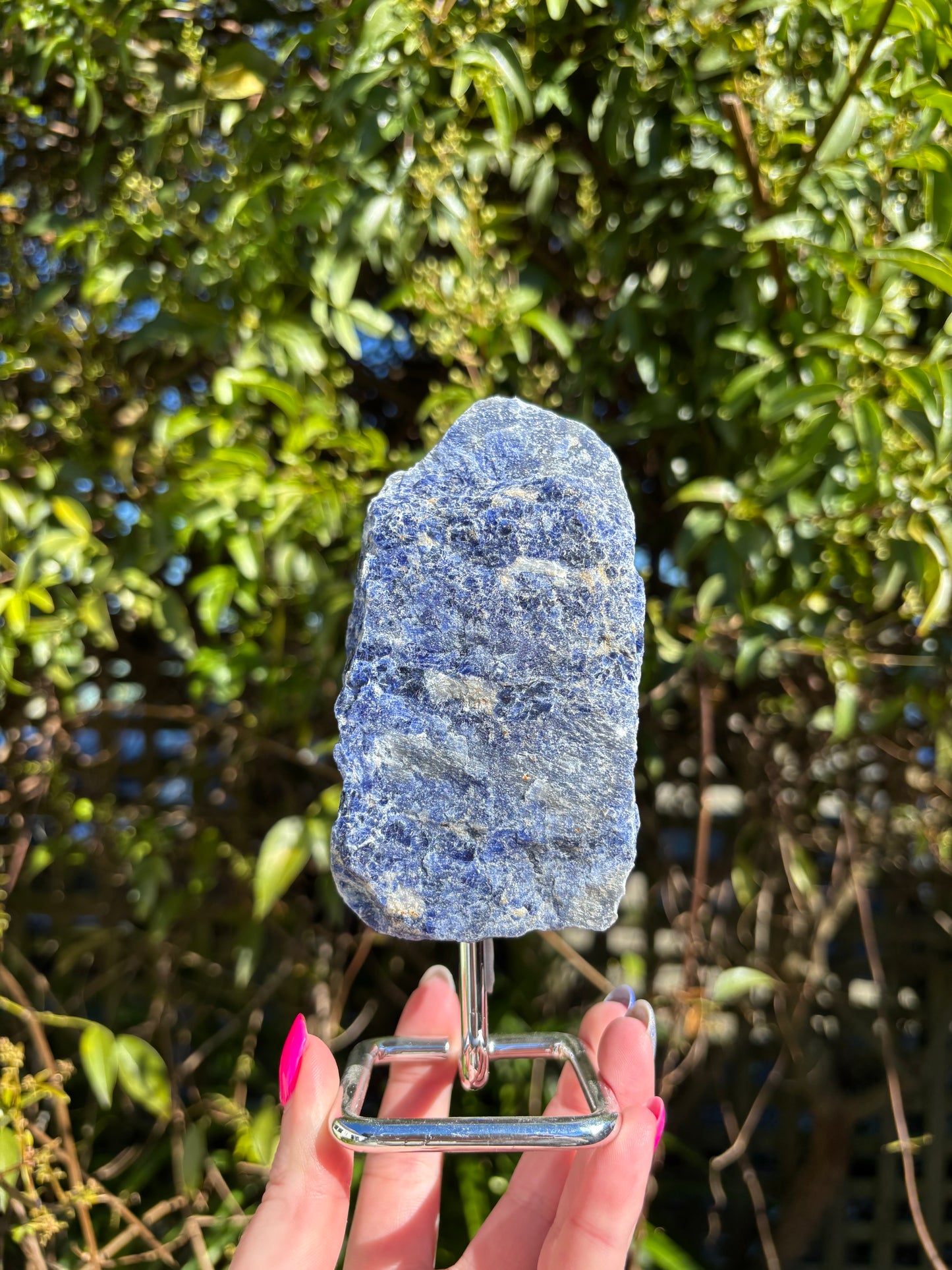 Sodalite Rough On Metal Stand B