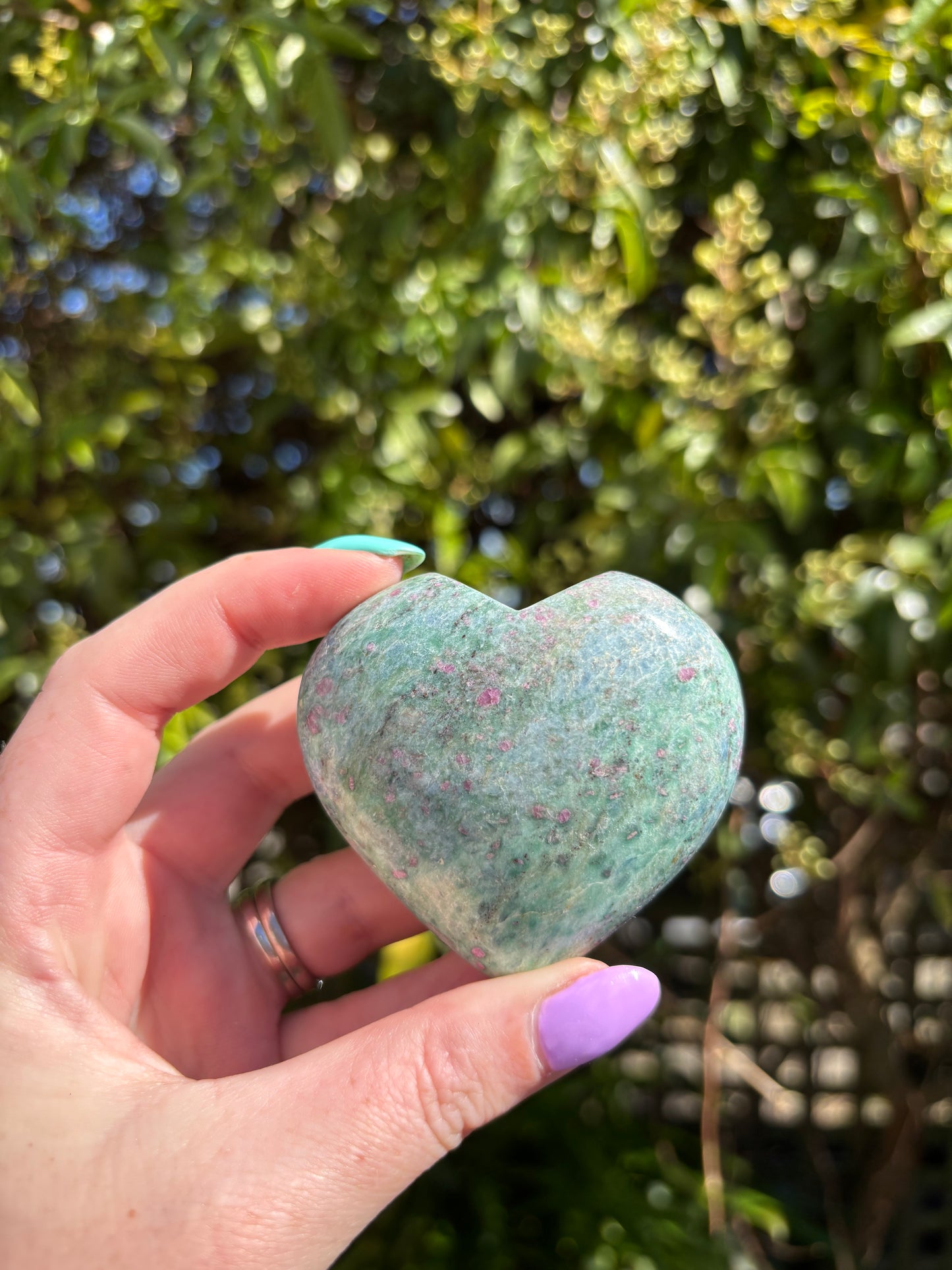 Ruby & Fuchsite Heart A