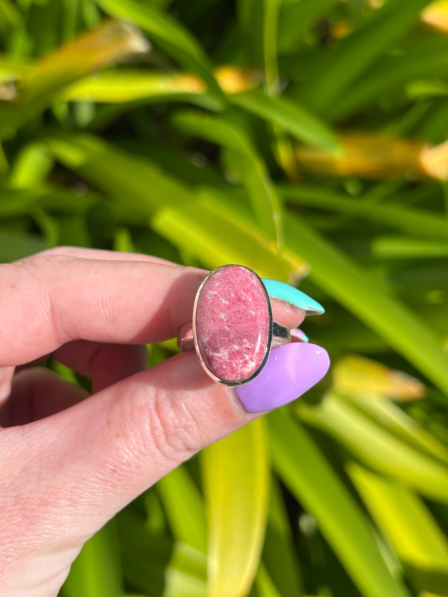 Pink Thulite | Polished Sterling Silver Adjustable Ring A