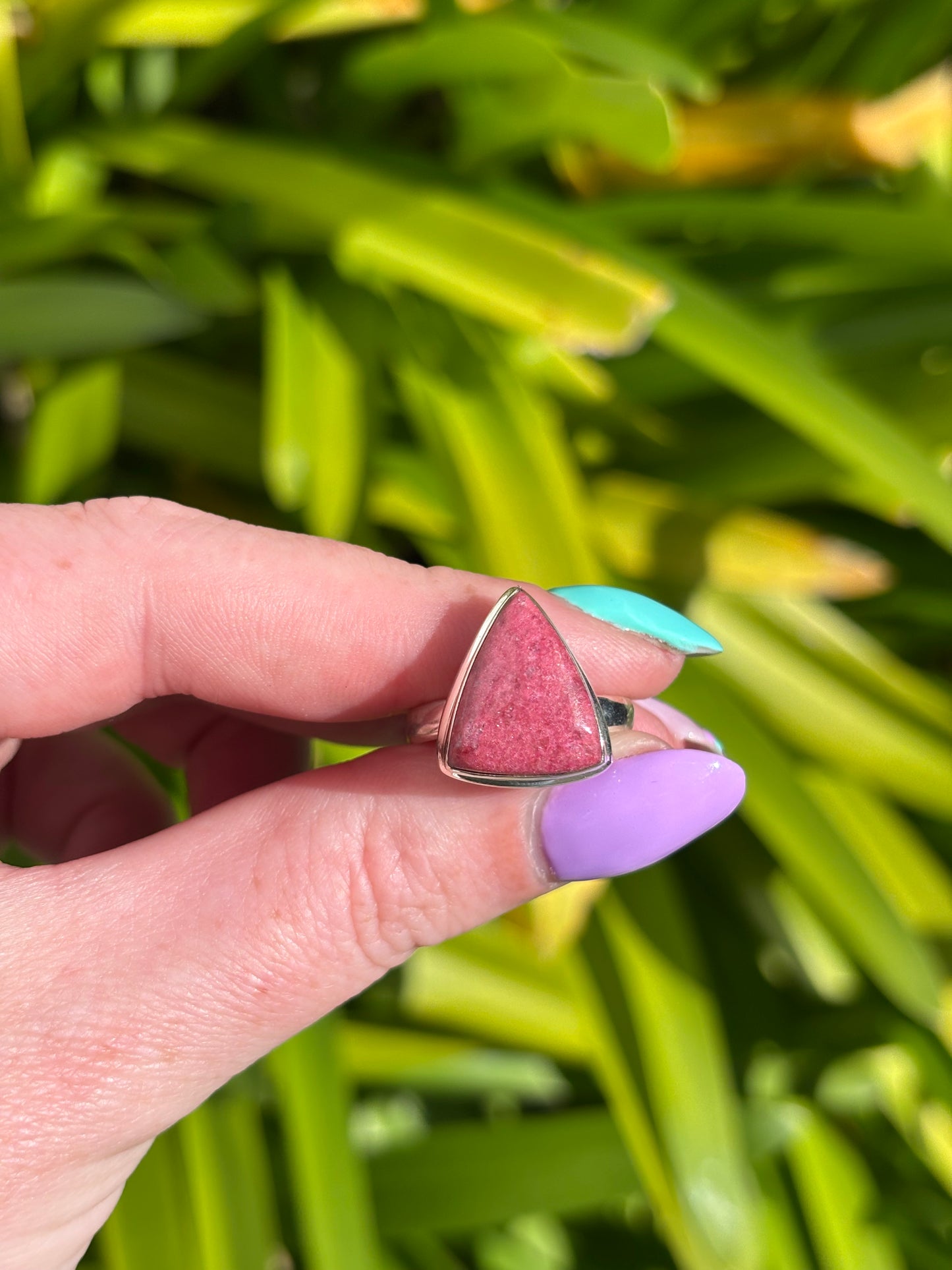 Pink Thulite | Polished Sterling Silver Adjustable Ring B