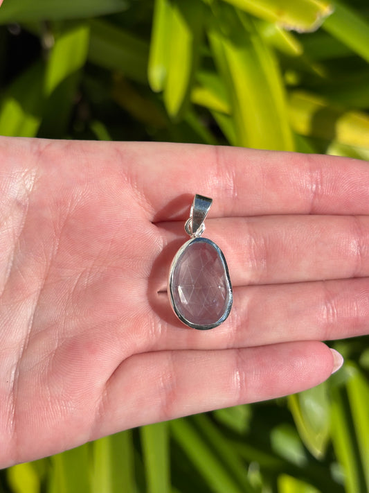 Blue Topaz | Rose Cut Sterling Silver Pendant F
