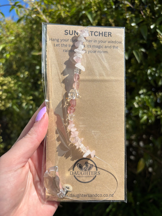 Rose Quartz & Strawberry Quartz | Moon Sun Catcher