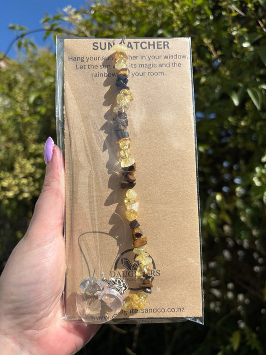 Citrine & Tigers Eye | Heart Sun Catcher