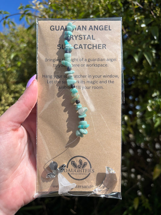 Amazonite & Lava Stone | Guardian Angel Moon Sun Catcher