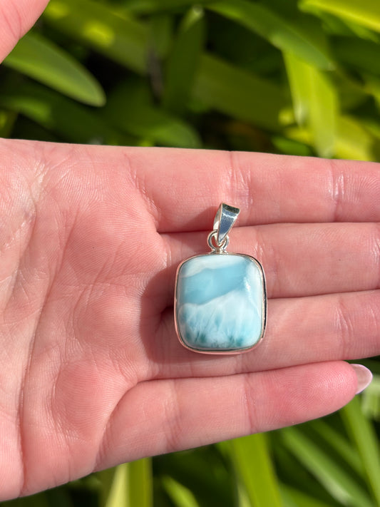 Larimar | Polished Sterling Silver Pendant E