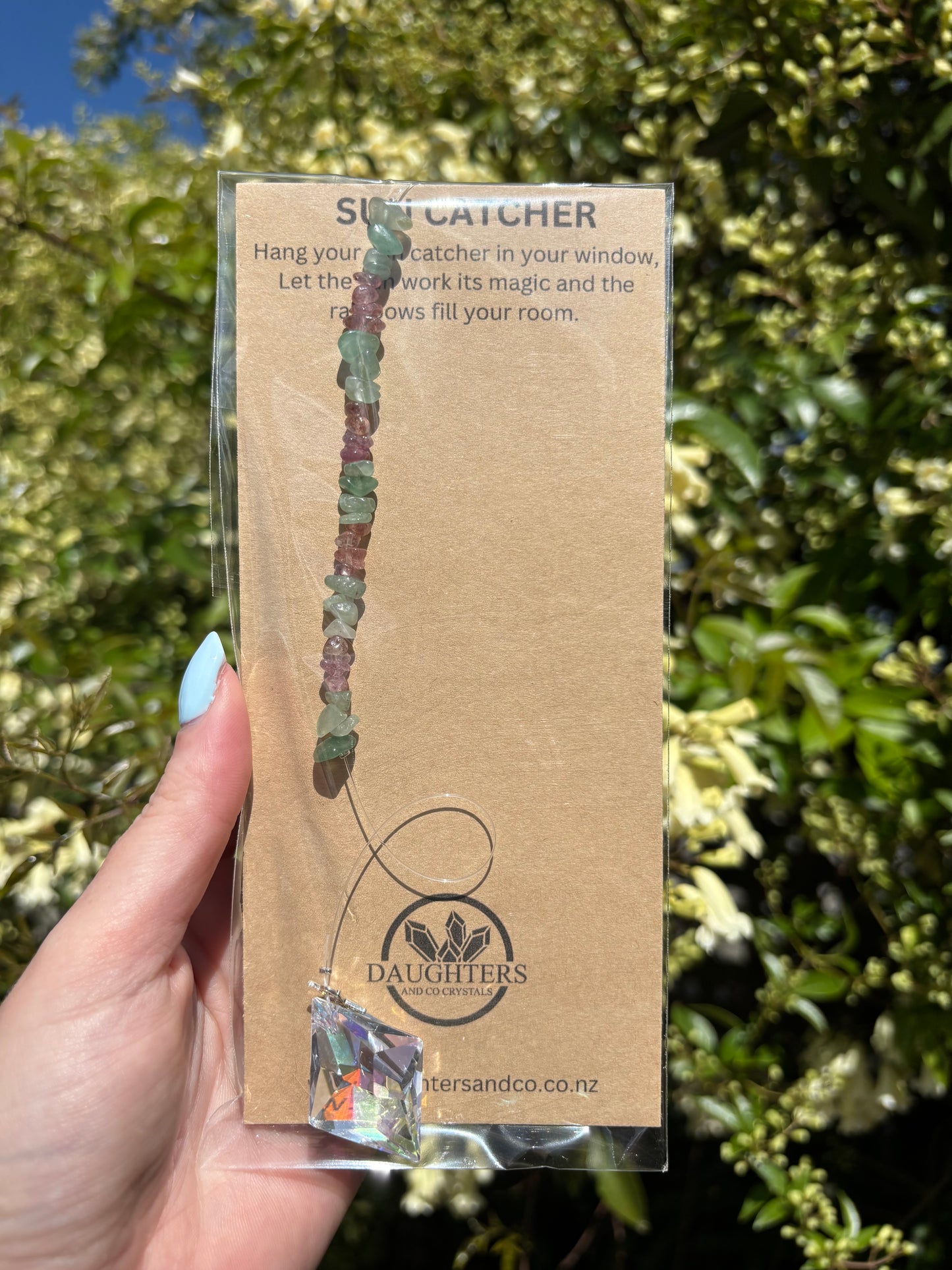 Green Aventurine & Strawberry Quartz | Diamond Sun Catcher