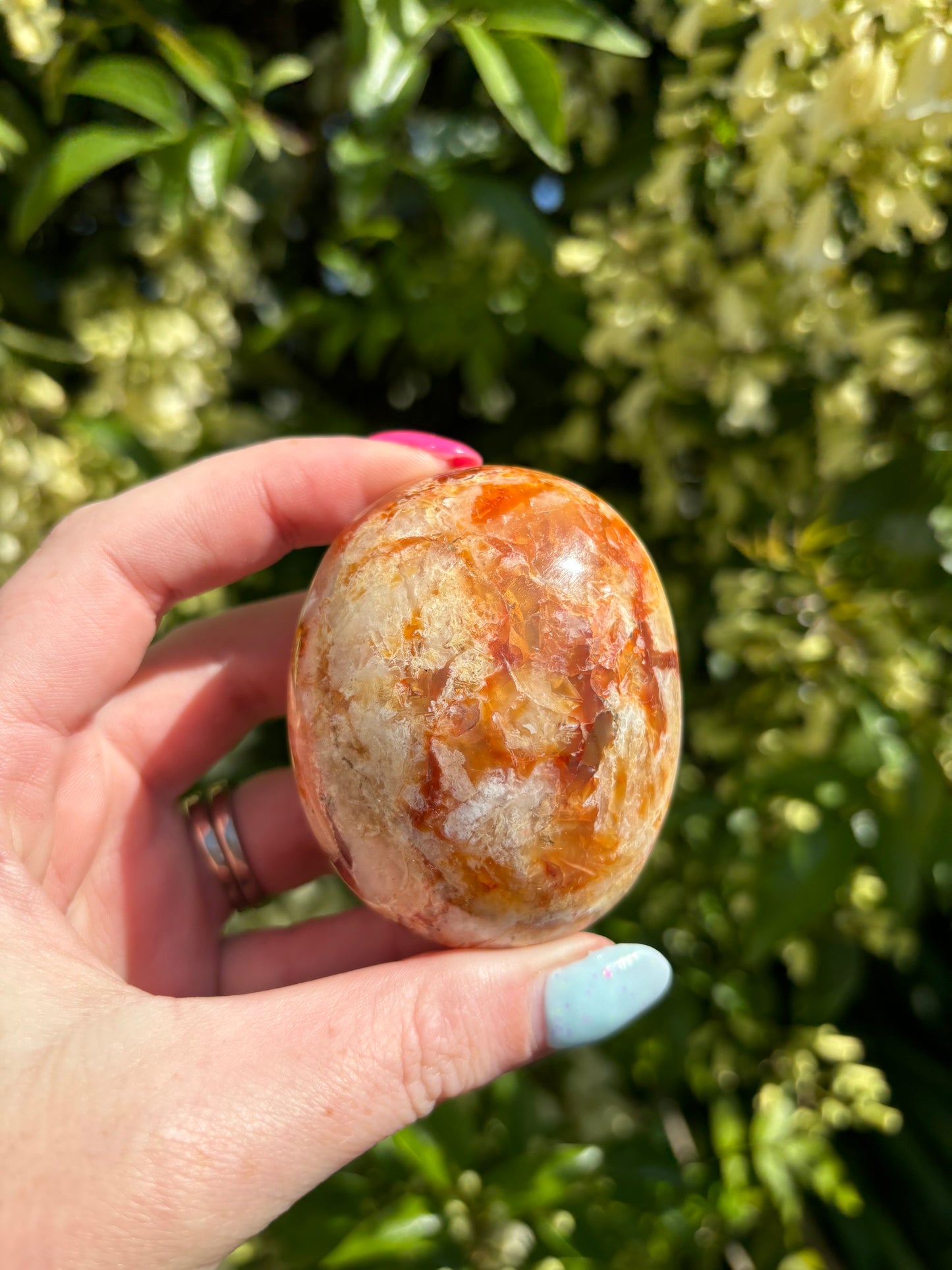 Carnelian & Quartz Palm Stone A