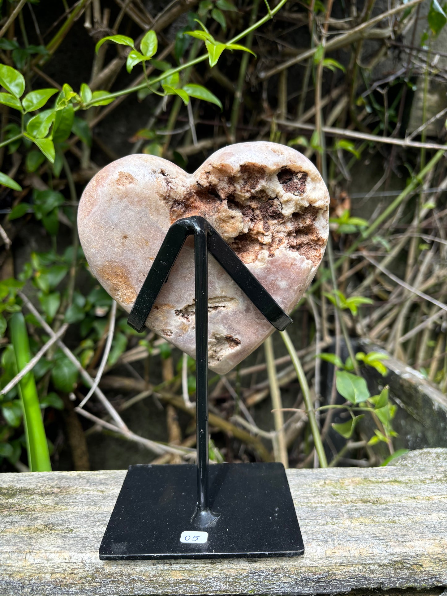 Pink Amethyst Heart on Stand