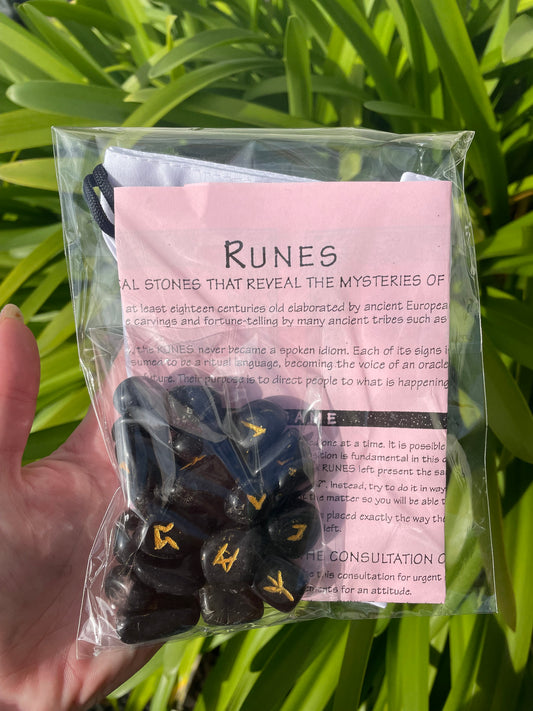 Black Agate Runes Set Small