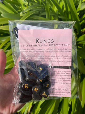 Black Agate Runes Set Small
