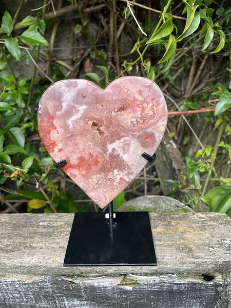 Pink Amethyst Heart on Stand