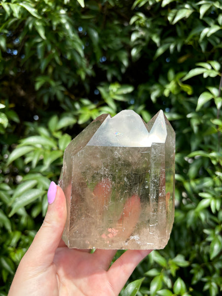 Smoky Quartz Large Cluster On Metal Stand