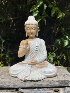 Gold & White Meditating Buddha Small