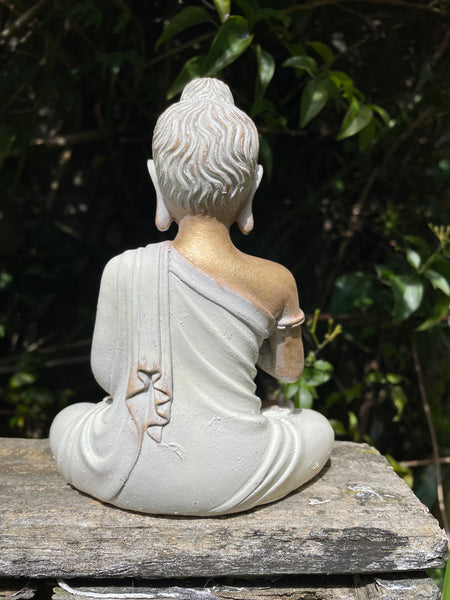 Gold & White Meditating Buddha Small