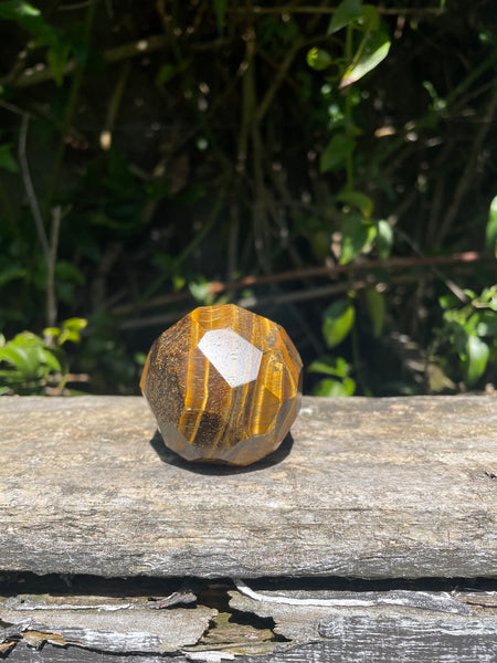 Tigers Eye Faceted Sphere A