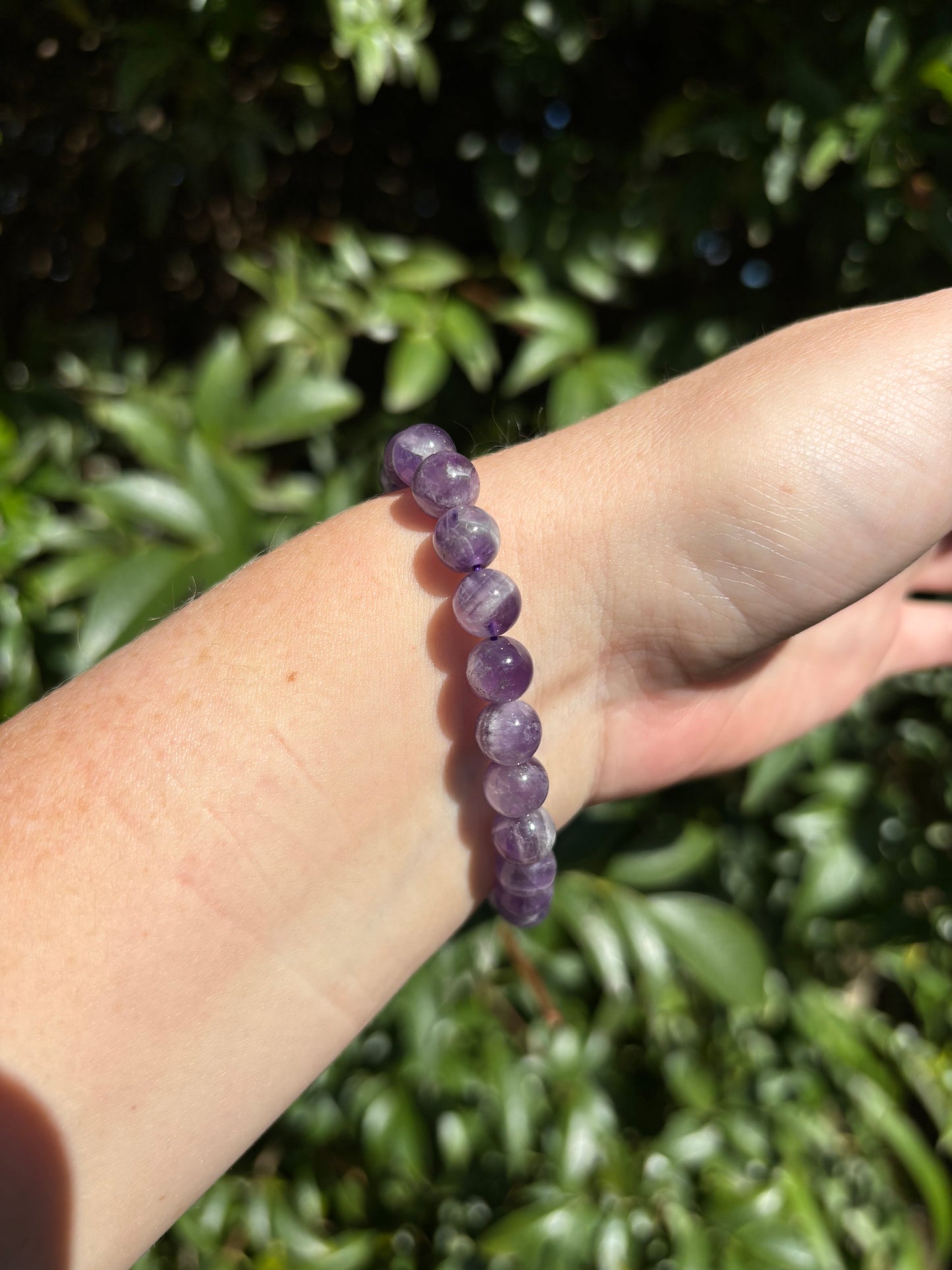 Chevron Amethyst | Round Bead Bracelet