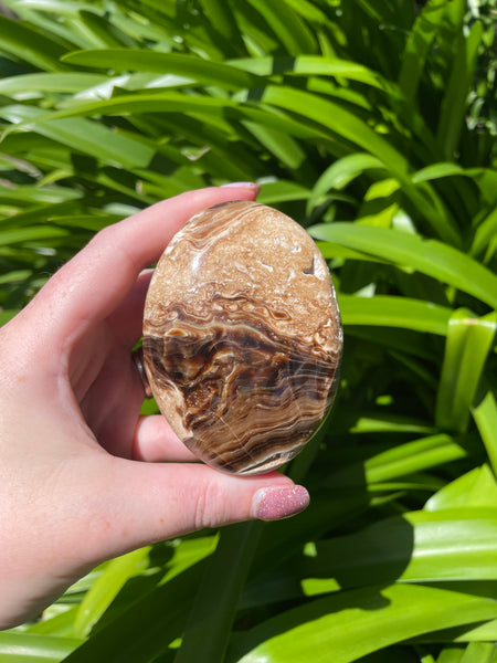 Chocolate Calcite Palm Stone C
