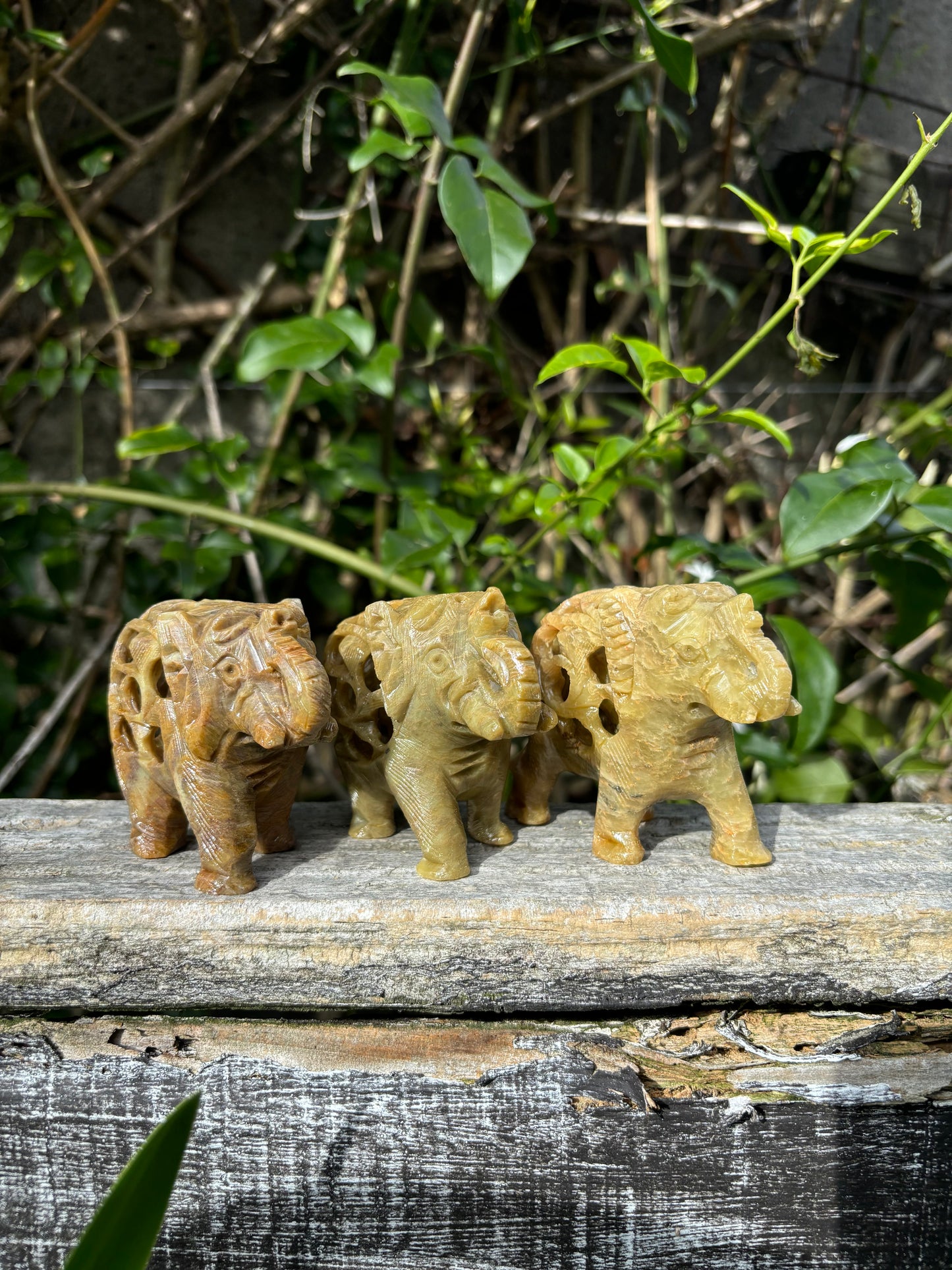Soapstone Elephant with Baby Inside Small