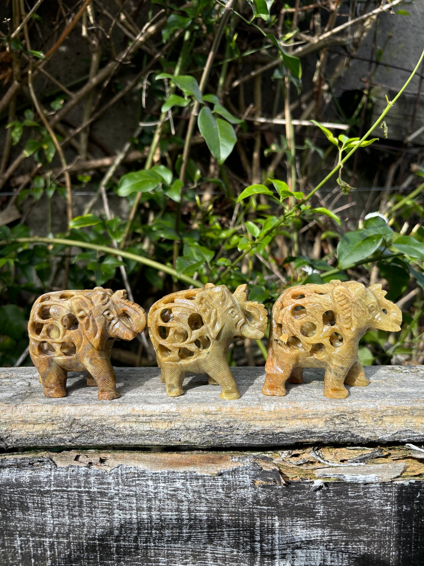 Soapstone Elephant with Baby Inside Small