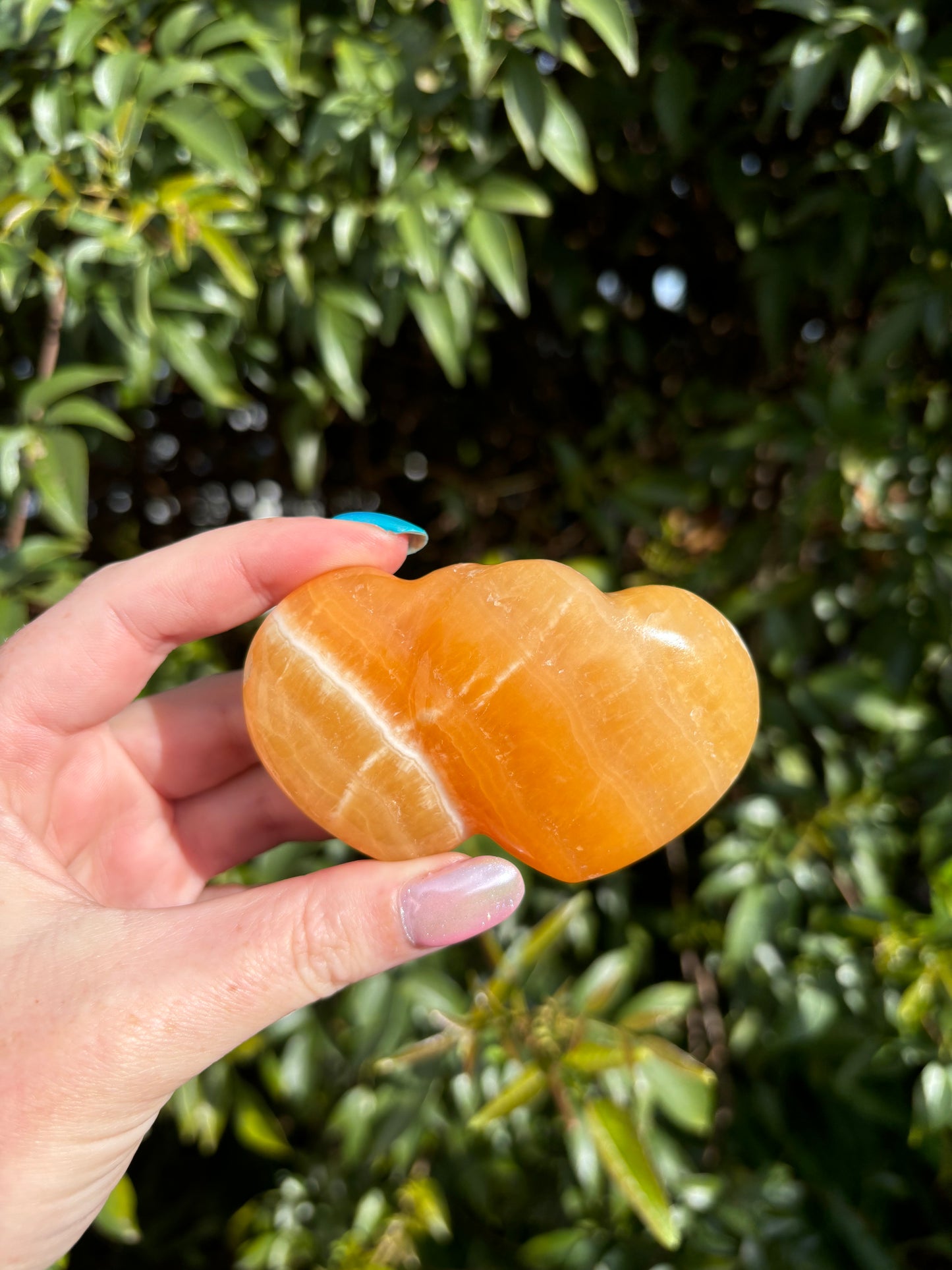 Orange Calcite Double Heart A