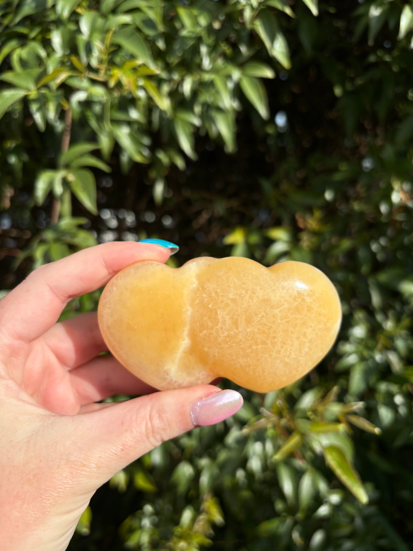 Orange Calcite Double Heart B