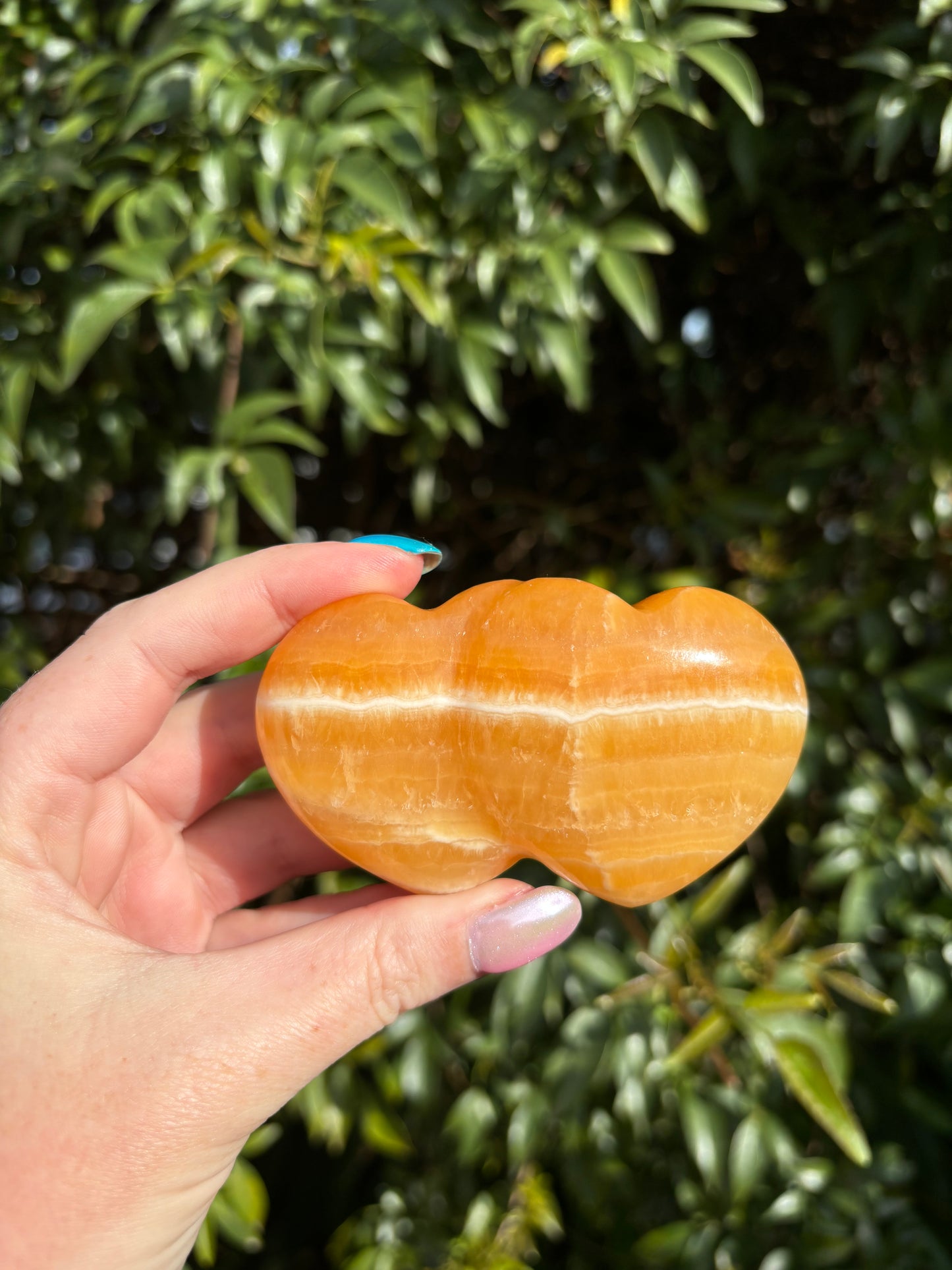 Orange Calcite Double Heart C