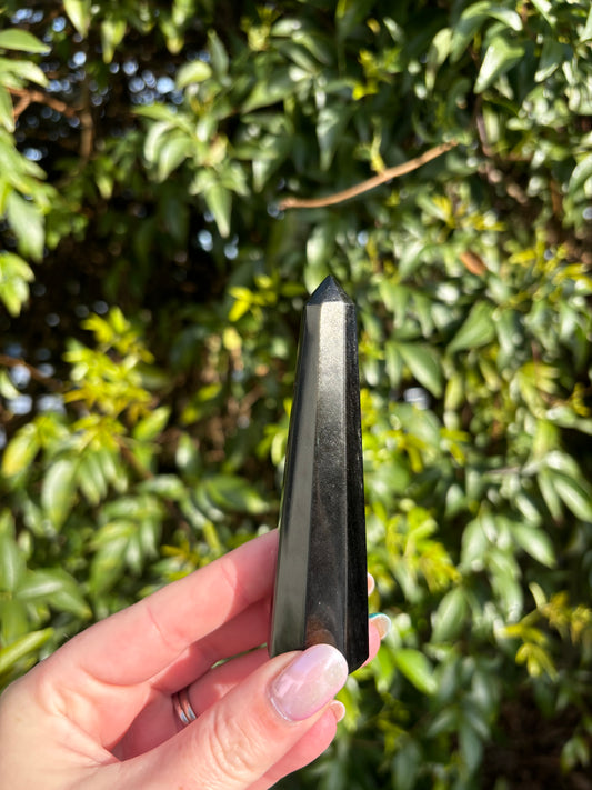 Silver Sheen Obsidian Point E