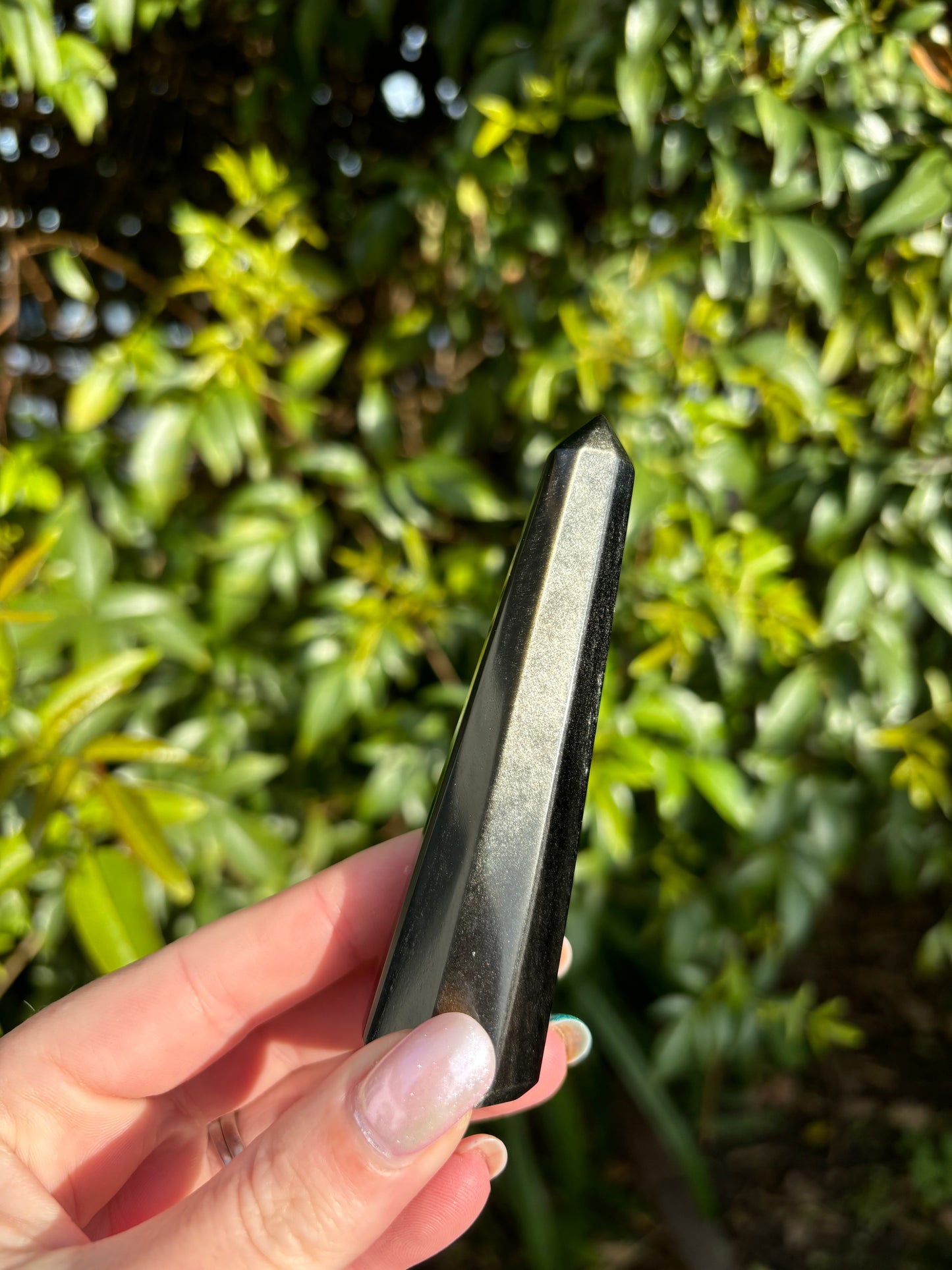 Silver Sheen Obsidian Point E
