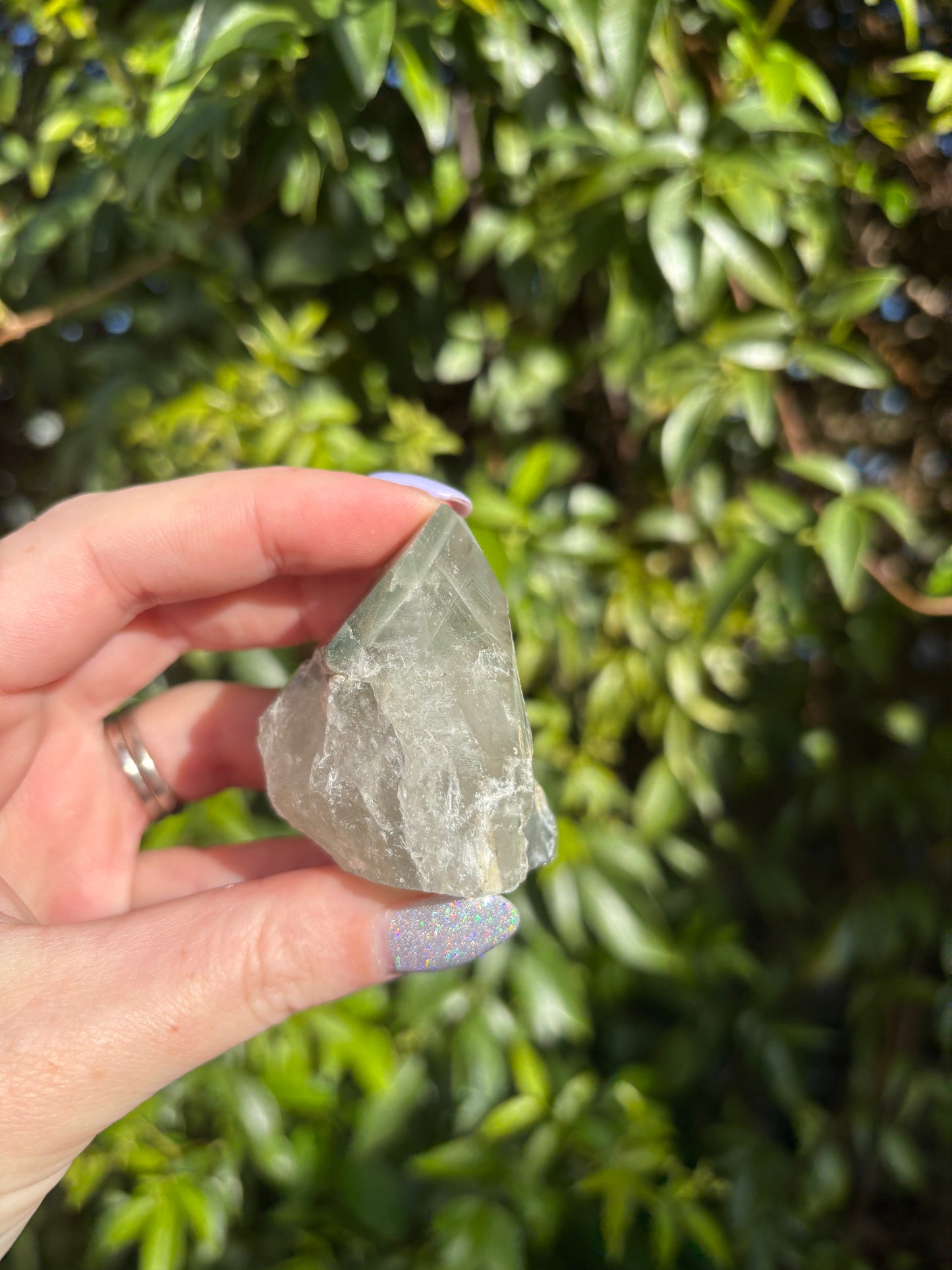 Chlorite Phantom Quartz Semi Polished Point A