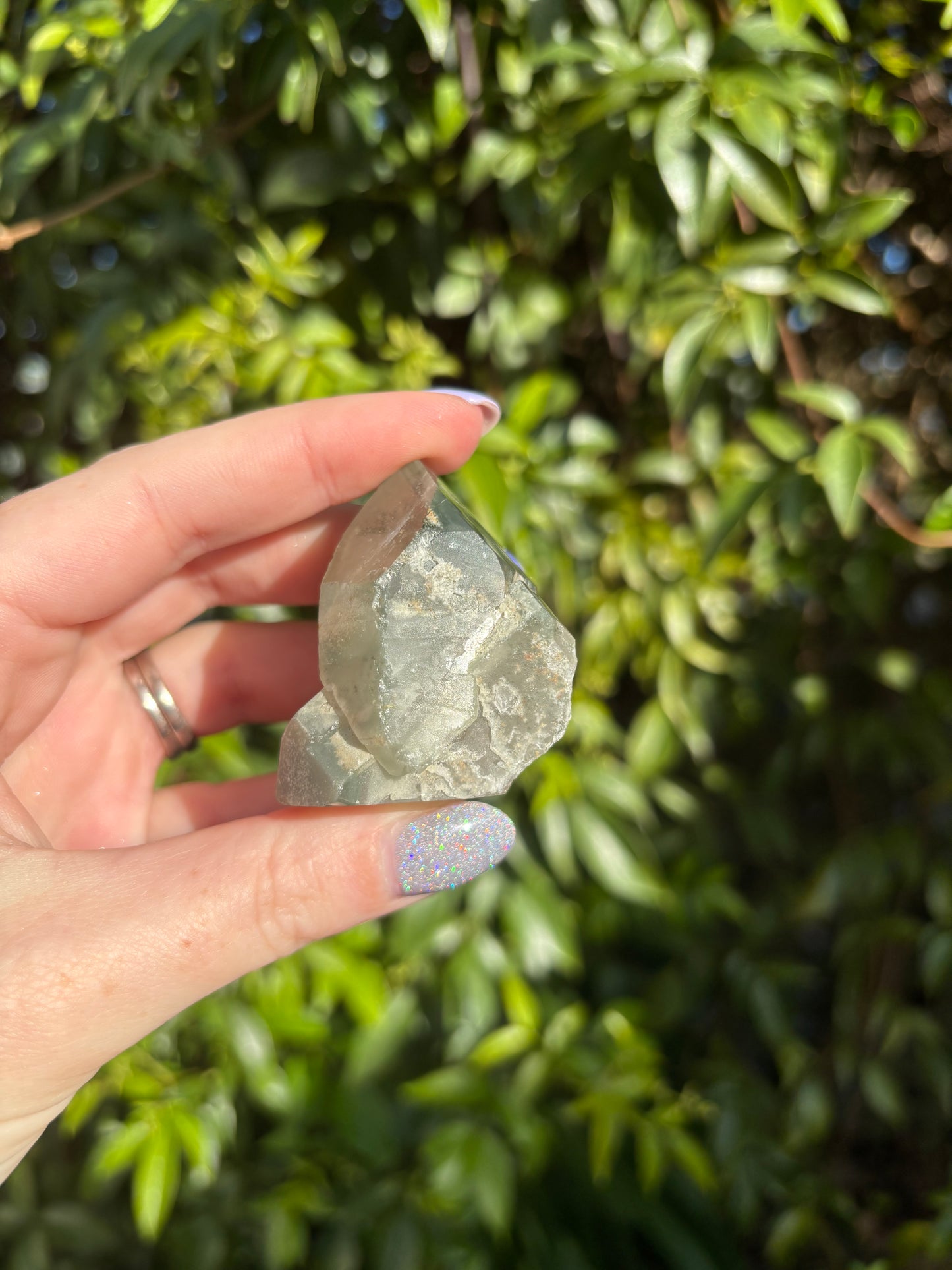 Chlorite Phantom Quartz Semi Polished Point A