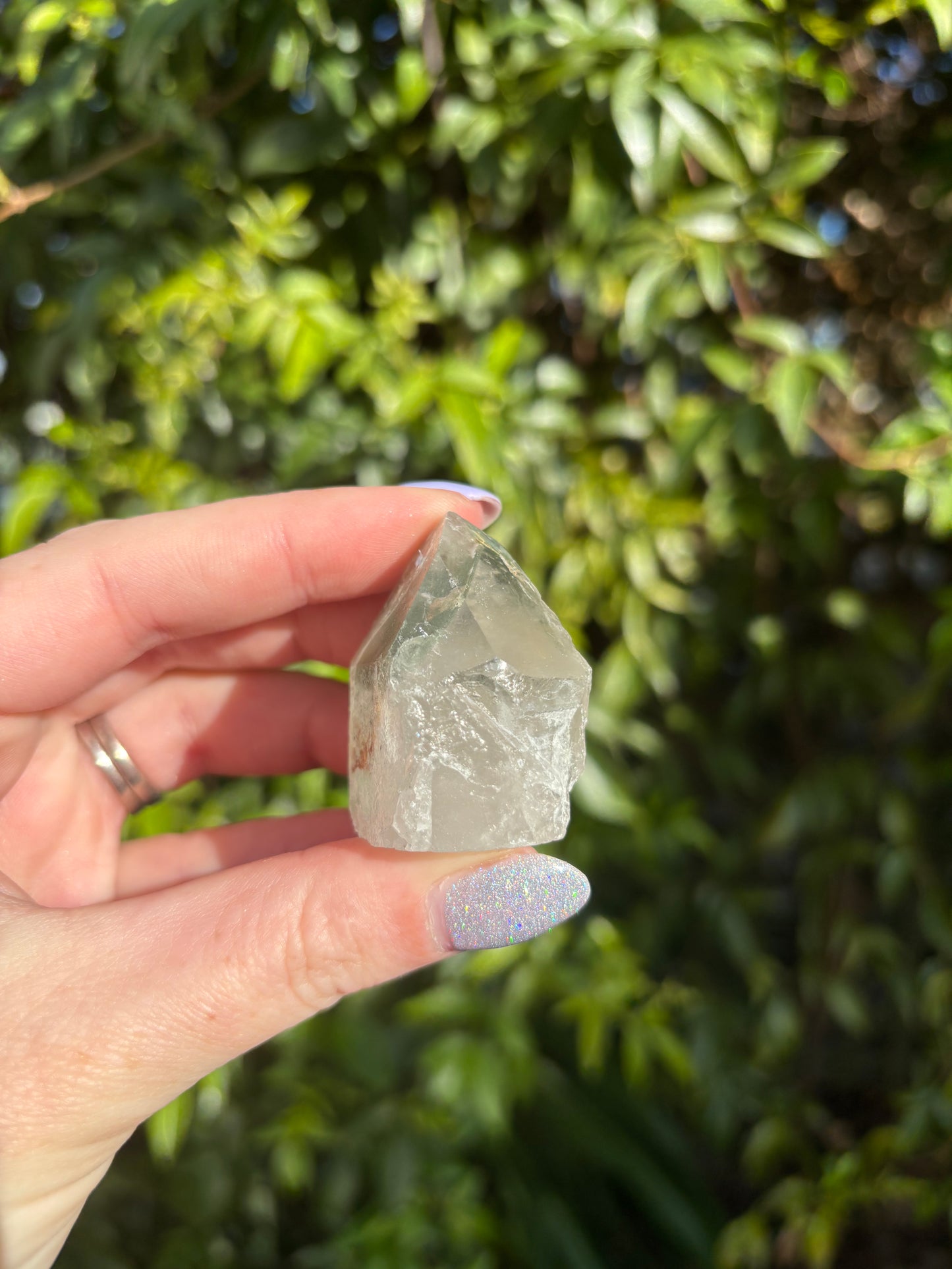 Chlorite Phantom Quartz Semi Polished Point B