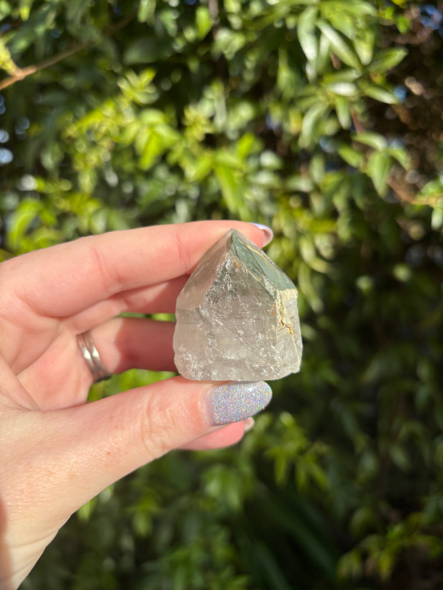 Chlorite Phantom Quartz Semi Polished Point B