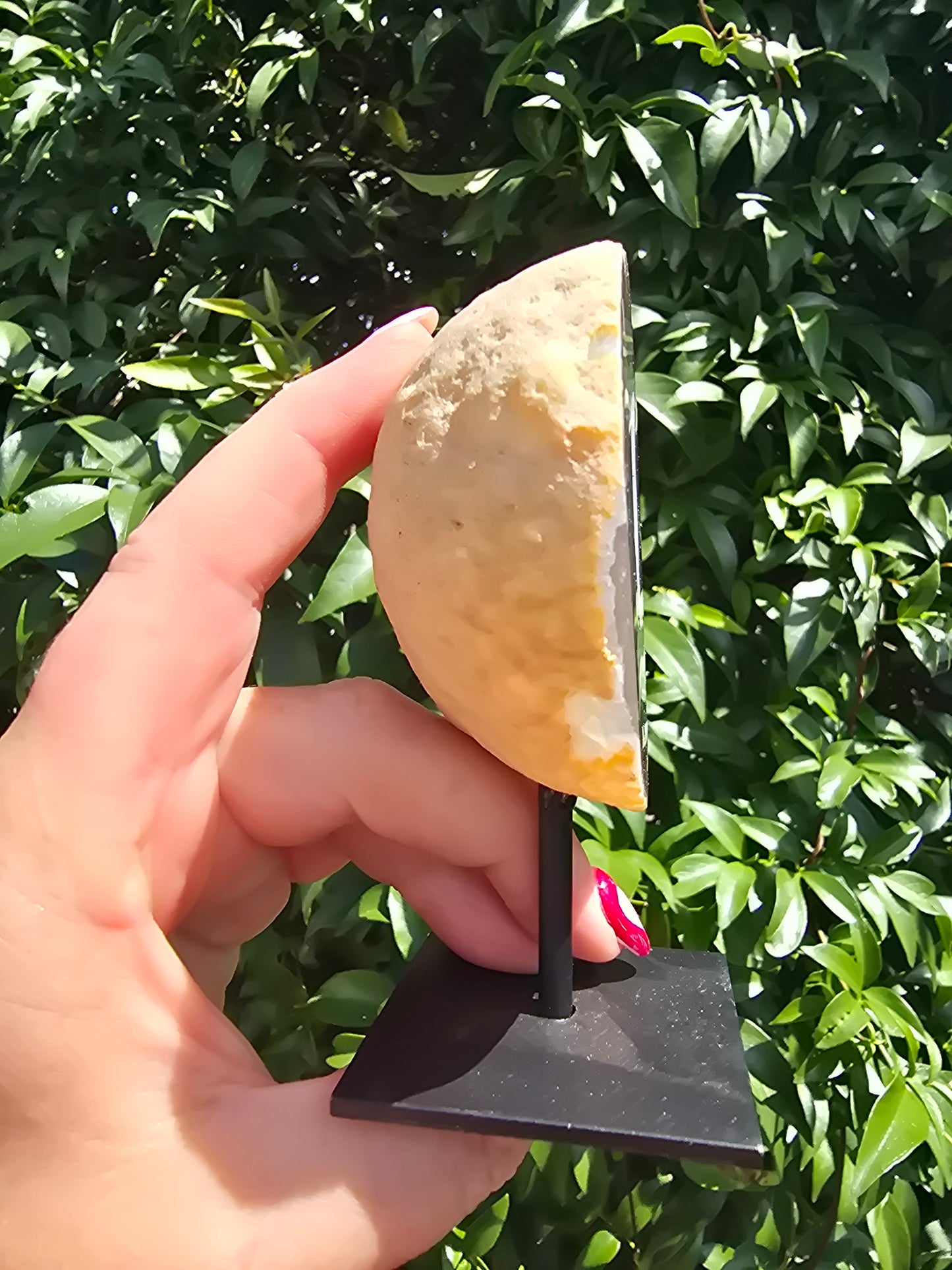 Natural Agate Geode On Metal Stand A