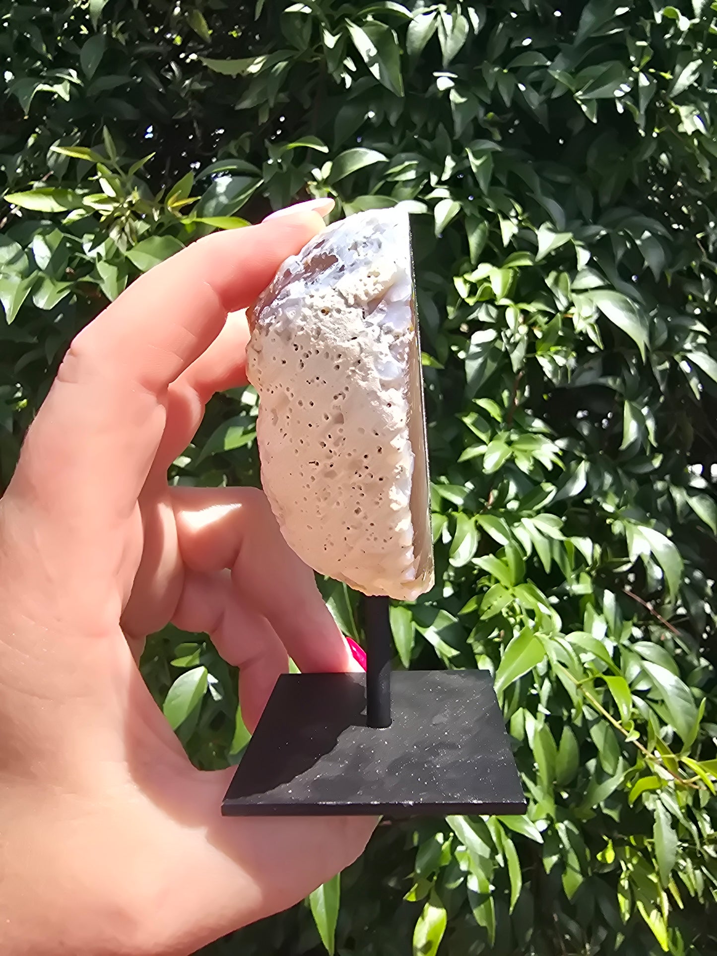 Natural Agate Geode On Metal Stand C