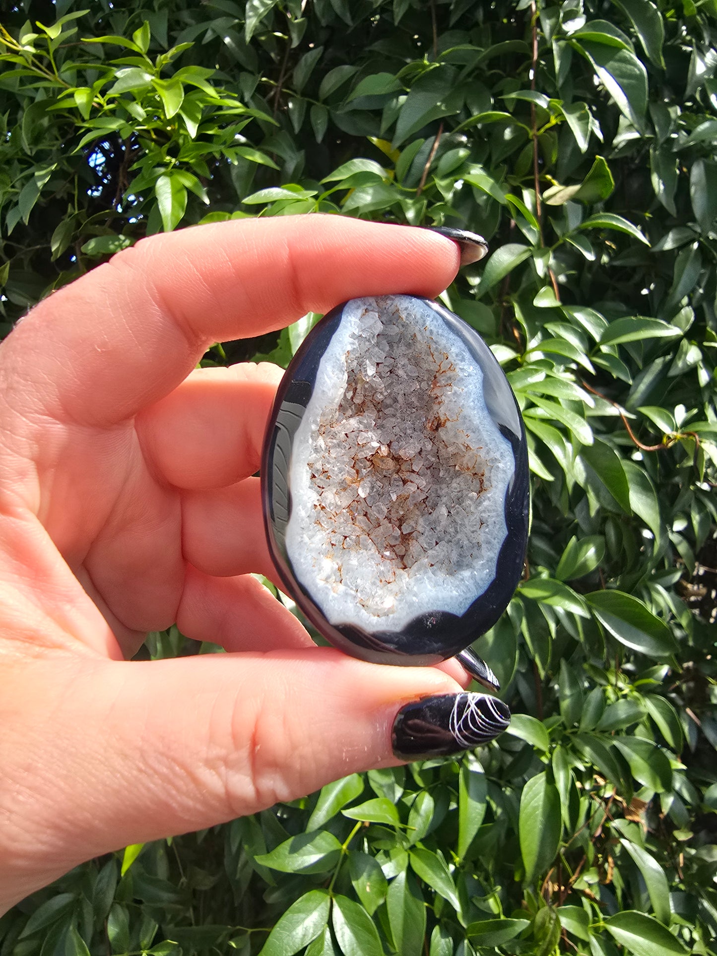 Druzy Agate Palm Stone Large