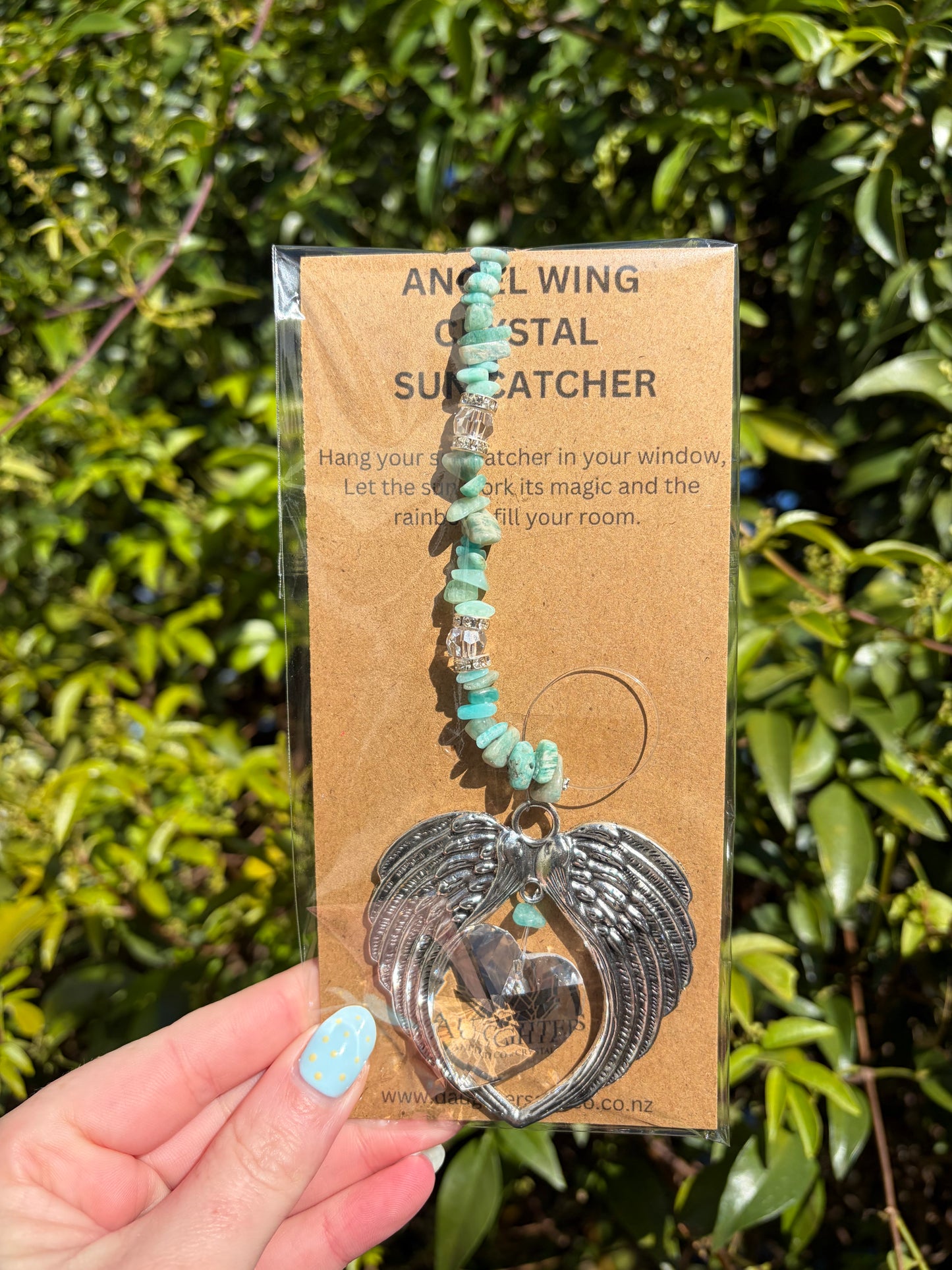 Amazonite | Angel Wing Heart Sun Catcher