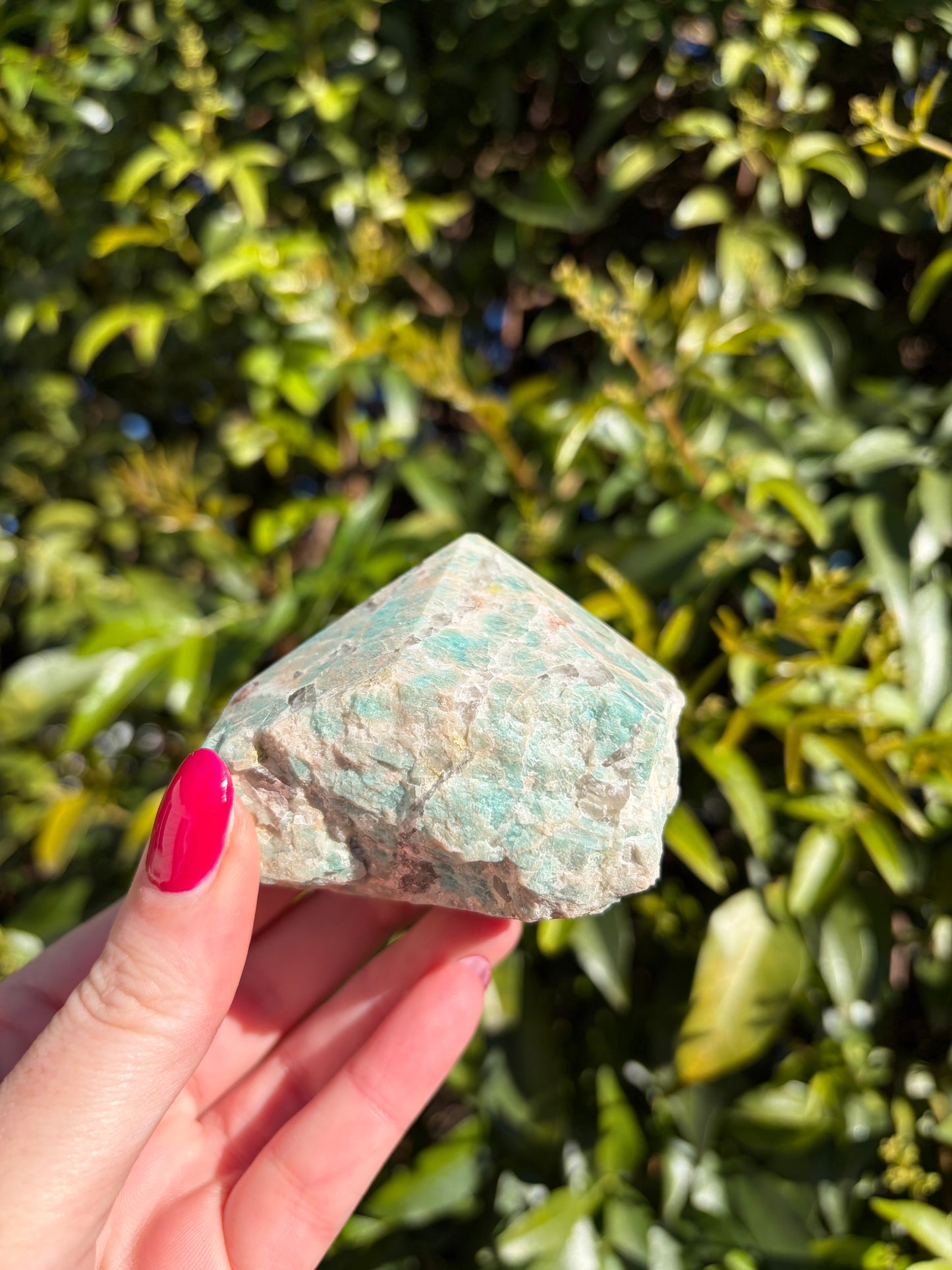 Amazonite & Smoky Quartz Semi Polished Point A