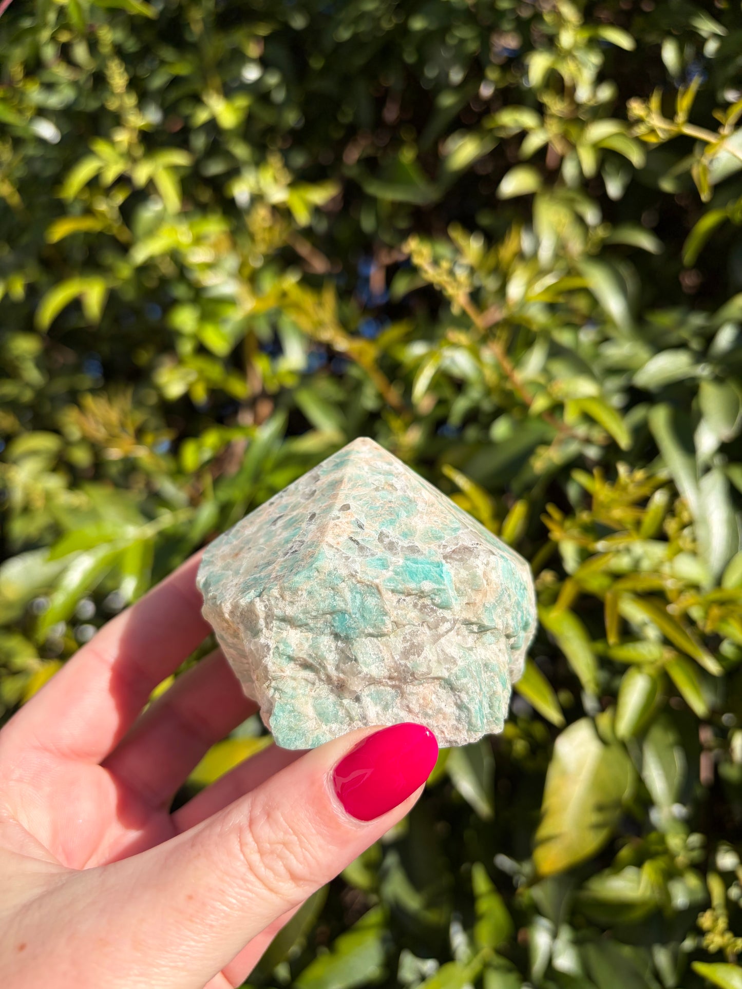 Amazonite & Smoky Quartz Semi Polished Point A