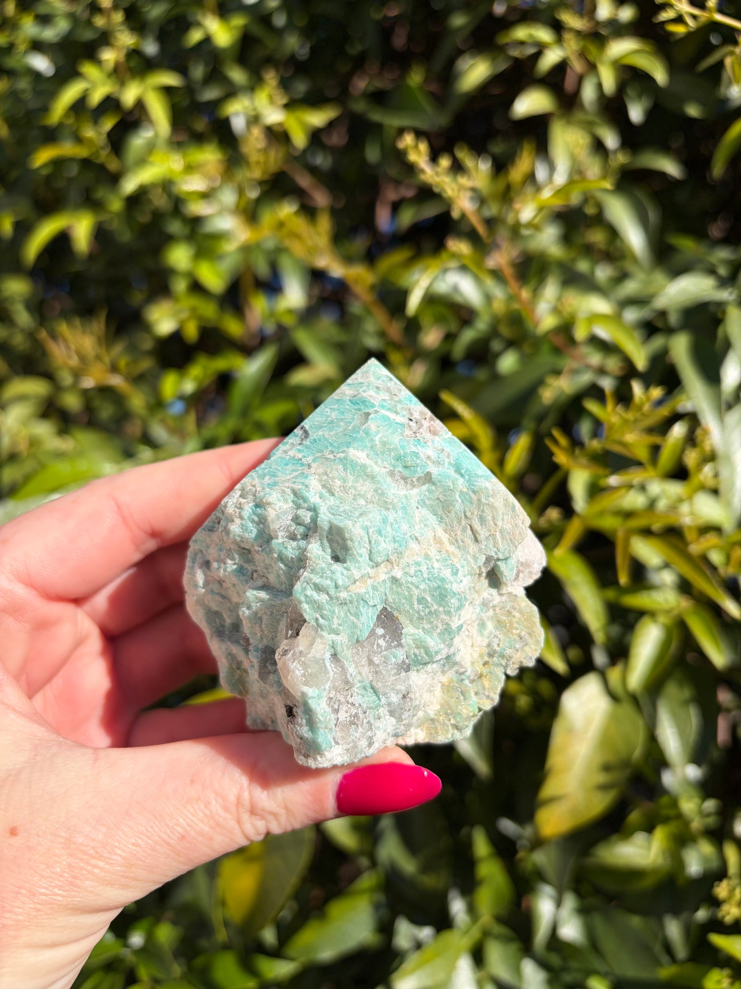 Amazonite & Smoky Quartz Semi Polished Point B