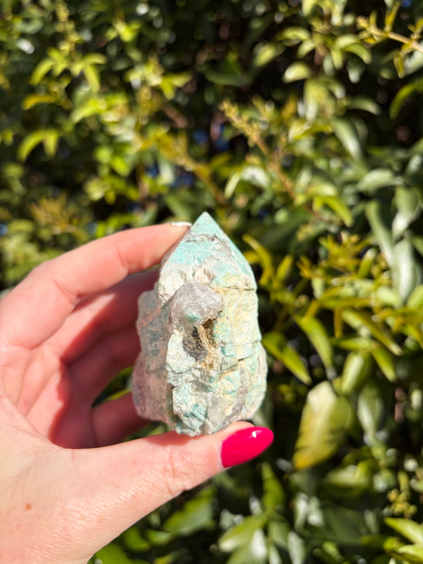 Amazonite & Smoky Quartz Semi Polished Point B