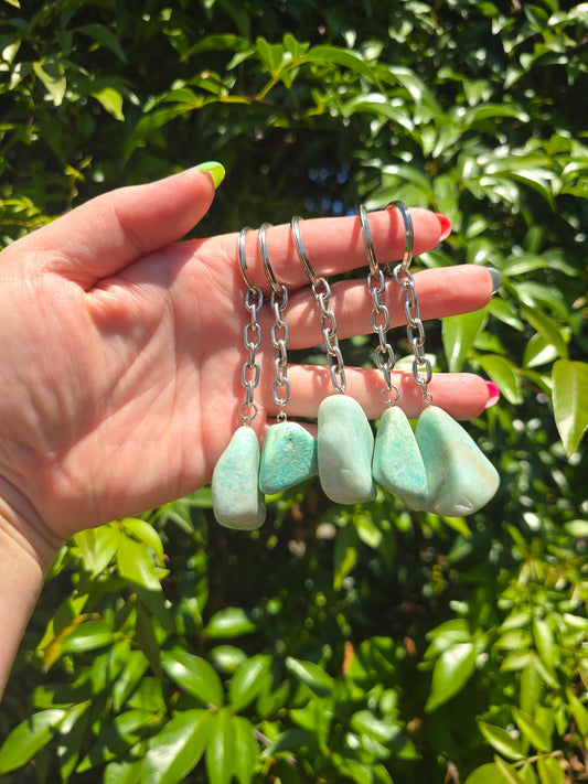 Amazonite Tumbled Stone Keyring